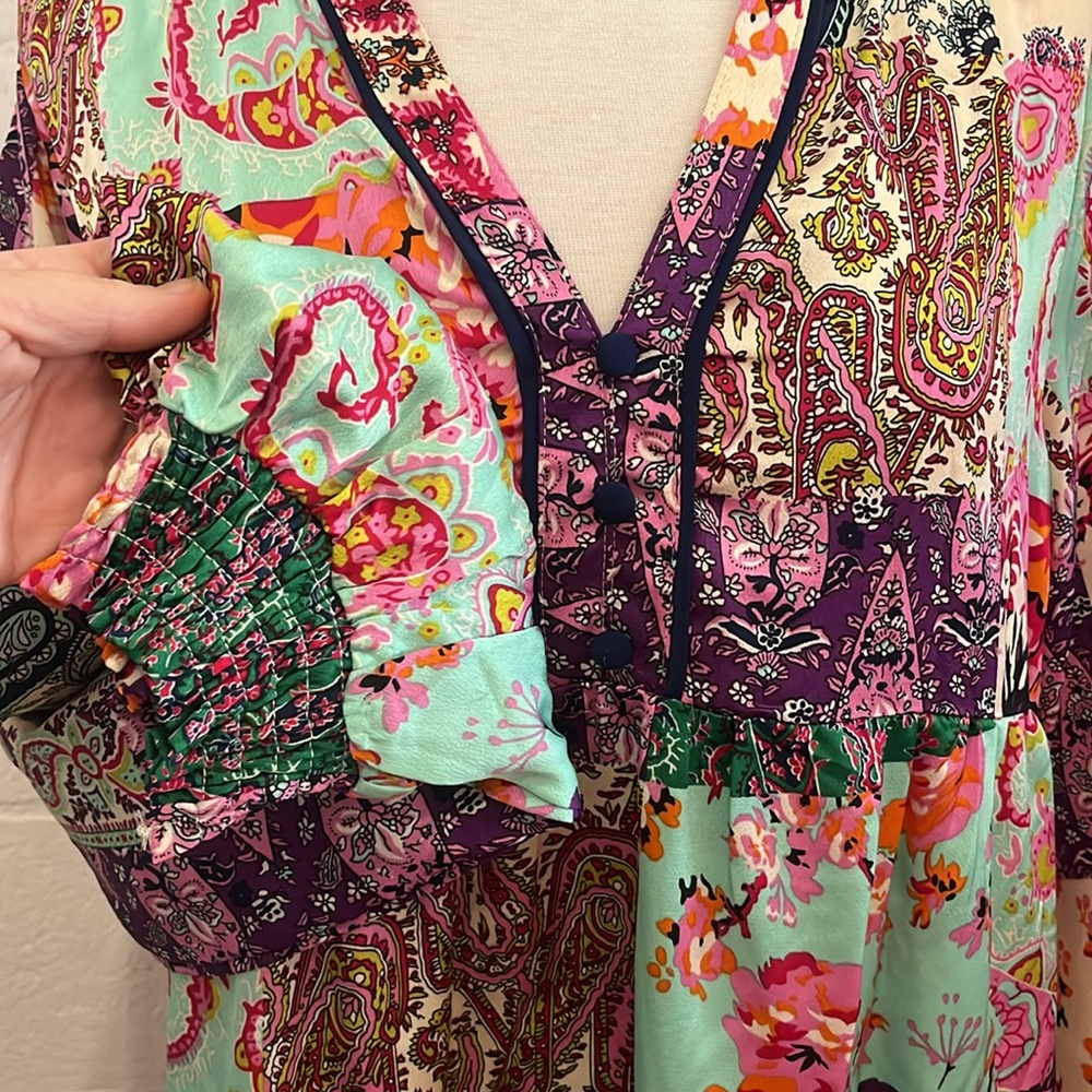 Umgee Silky Patchwork Print Midi Dress - Picture 3 of 7